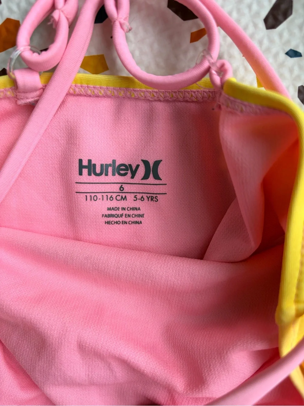 Hurley Girls' Pink Gradient Tankini with Mint Rash Guard